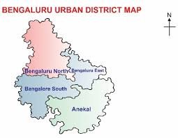 Bangalore Urban district map showing North, South, and Anekal taluks.Bangalore Urban pincode list