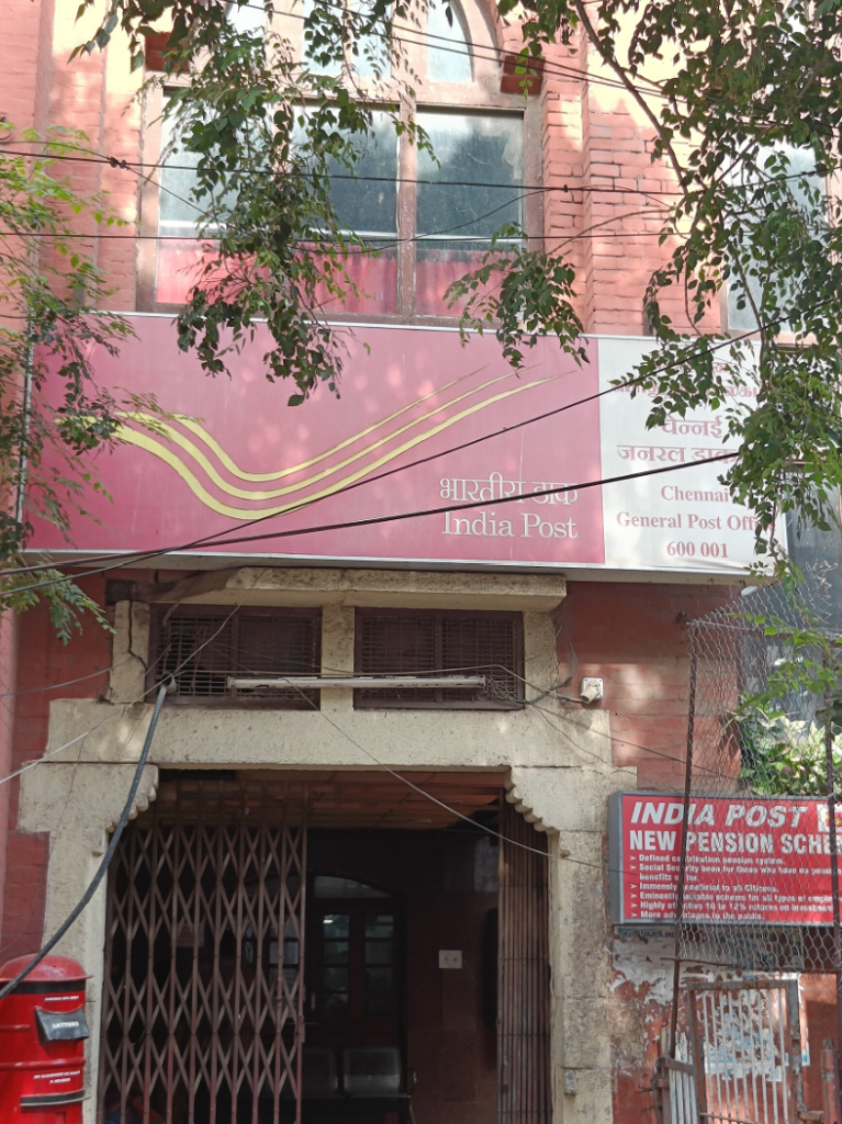 Chennai GPO building in 600001 pin code area George Town - historic colonial architecture